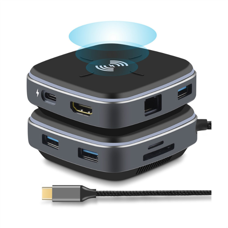9 in 1 USB-C Hub with wireless charging